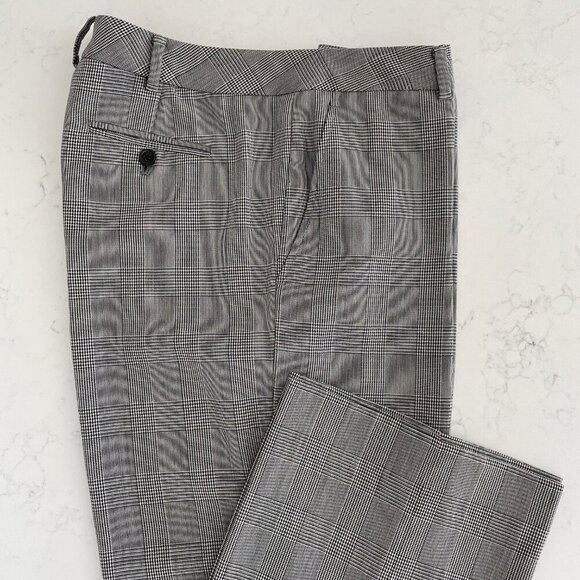 Brooks Brothers Petite Glen Check Lined Straight Leg Wool Pants Blk Wht Sz 12P - Picture 2 of 10